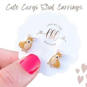 Corgi Dog Stud Earrings NWT
